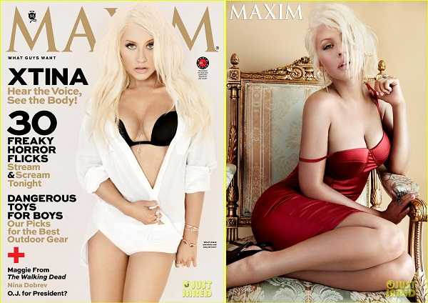 Christina aguilera nearly pops out of barely-there top and skintight leather pants during gala performance
