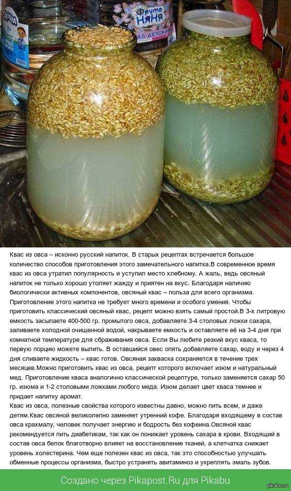 Рецепт кваса из овса без дрожжей в домашних условиях
