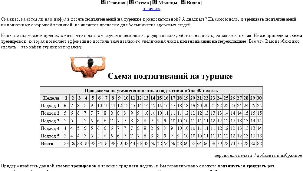 Программа подтягиваний на турнике (увеличение силы)