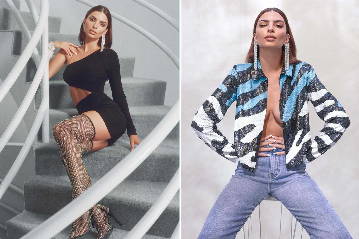 Emily ratajkowski shows off her tiny waist in skintight dress as famous model attends balenciaga show in paris